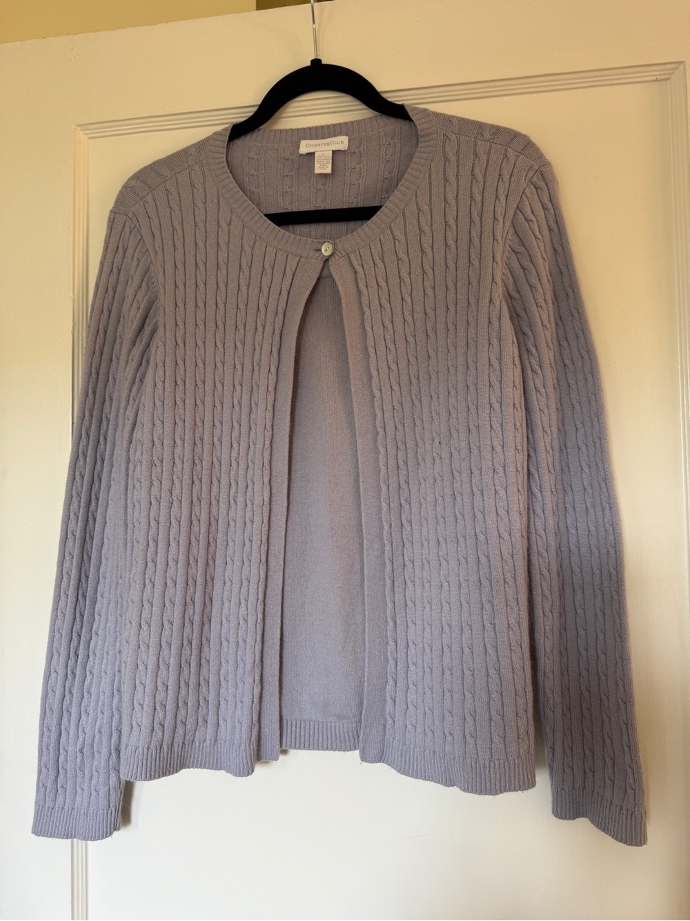 Lavender Cable-Knit Cardigan Sweater -Charter Club